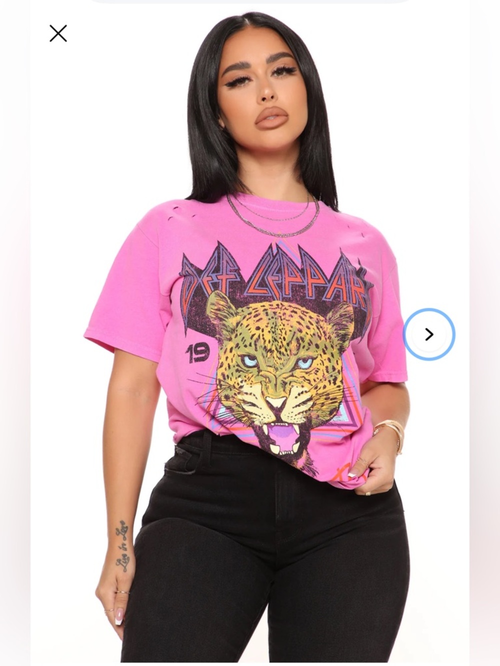 Def Leopard Graphic Tee Top - Size Large